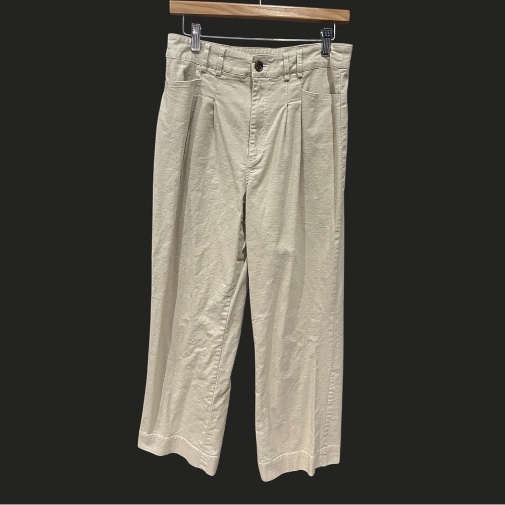 ANTHROPOLOGIE AVEC LES FILLES Cotton Pleated Trousers‎ Pants Cream M
